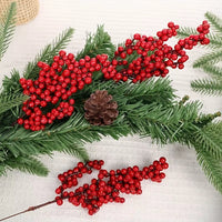 12/1PCS Set of Bright Red Artificial Christmas Tree Decoration Berries - DIY Holiday Decoration