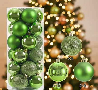 24pcs Purple Christmas Balls – Glossy & Glitter Mix for Holiday Decor