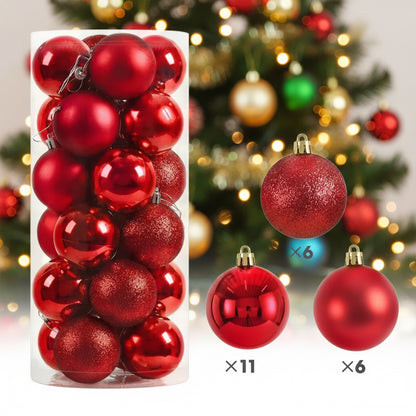 24pcs Purple Christmas Balls – Glossy & Glitter Mix for Holiday Decor